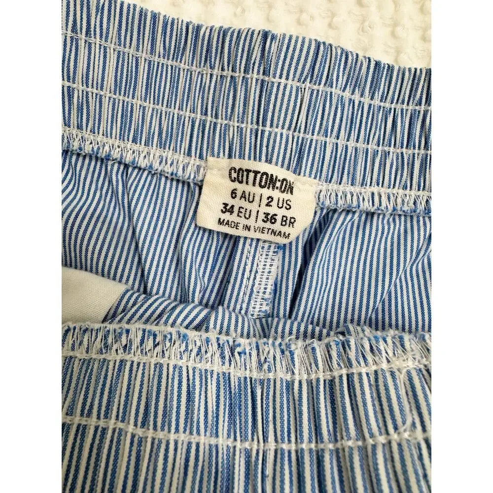 Cotton Blue White Stripe Wide Leg Pull On Pants Women's US 2 - Picture 5 of 5